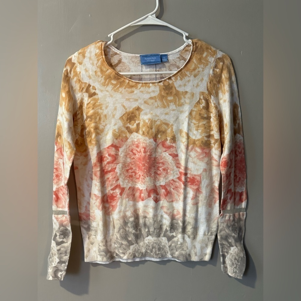 Women's SIMPLY VERA VERA WANG Multi Color Floral Design Sweater Size PS